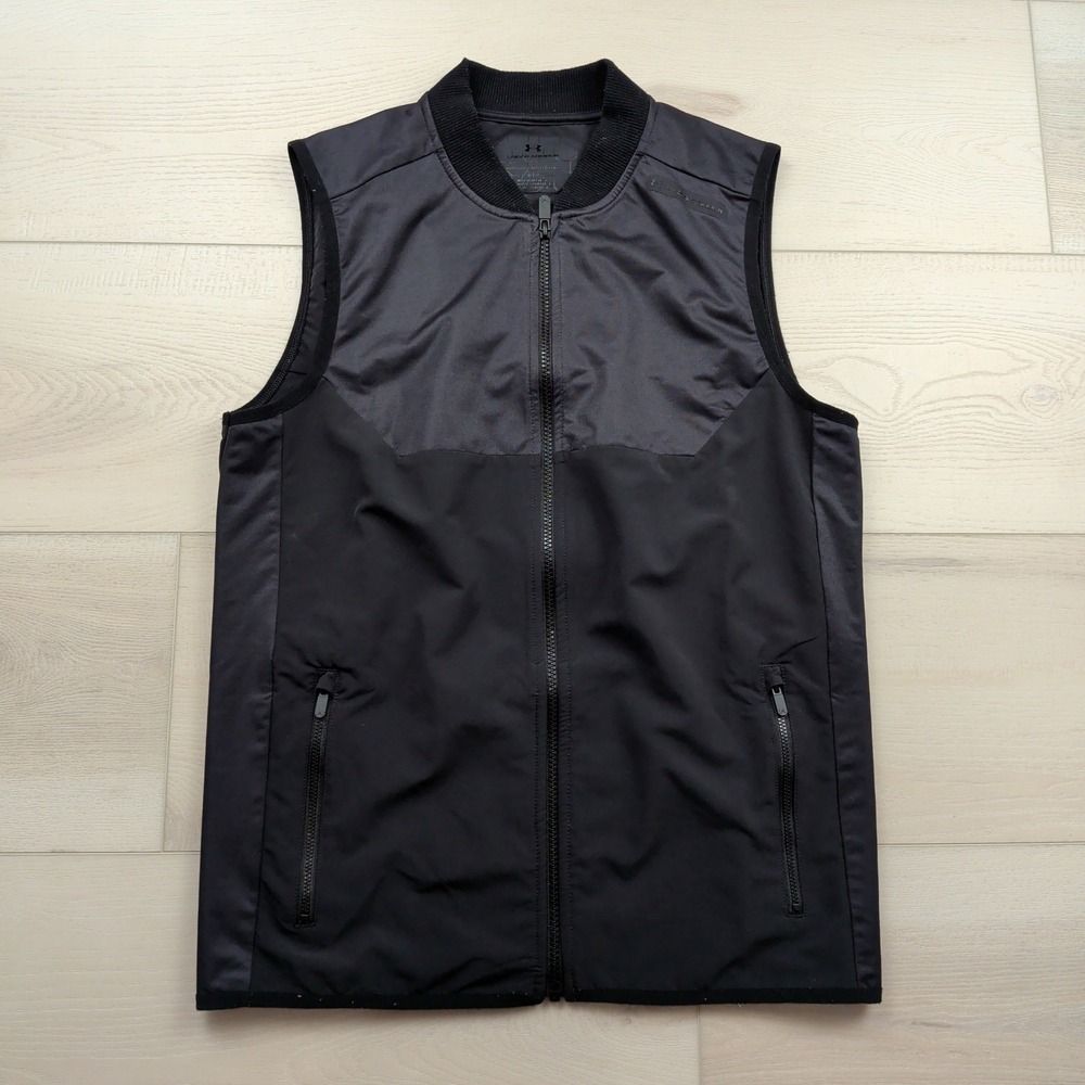 Under Armour Gore Windstopper Vest Mens Small Black Fitted Full Zip Golf Run